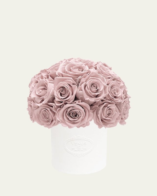 Dusty Rose Eternity Roses in Fleura Porcelain Vase, 14" Tall